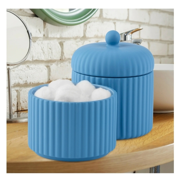 MAINSTAYS By Becky G. & Alejandra Blue 3-Piece Stacked Bathroom Canisters - Picture 7 of 7